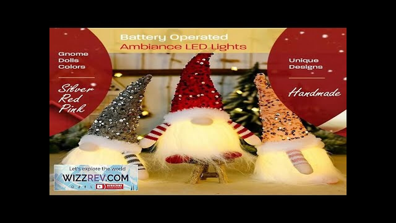 3pcs LED Lighted Christmas Gnome Handmade Santa Elf Figurine Faceless Doll Decor Review