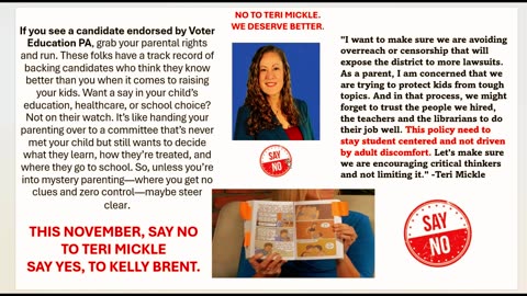 THIS NOVEMBER SAY NO TO TERI MICKLE FOR WEST SHORE SCHOOL DISTRICT DIRECTOR REGION 2