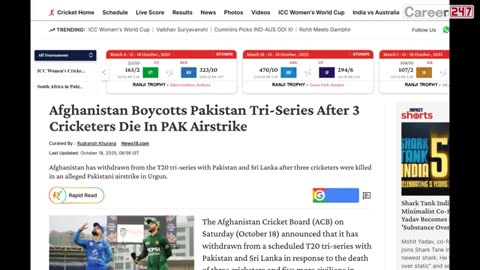 PAKISTAN AIR STRIKES ON AFGHAN CRICKETERS _ World Cricket is Shocked