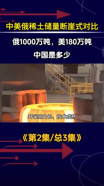 中美俄稀土储量对比：俄1000万吨，美180万吨，中国是多少