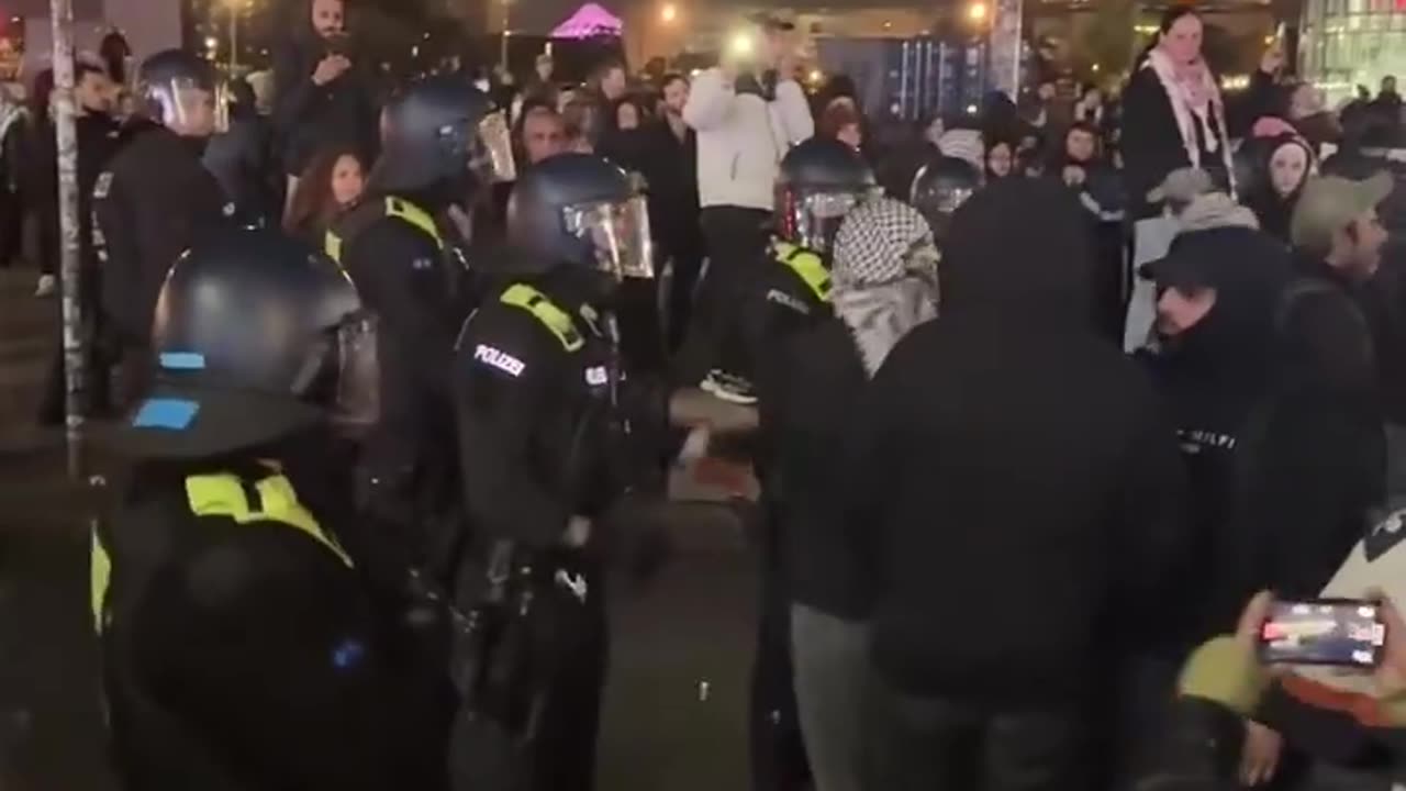A massive demonstration around Berlin's central train station in solidarity with Gaza