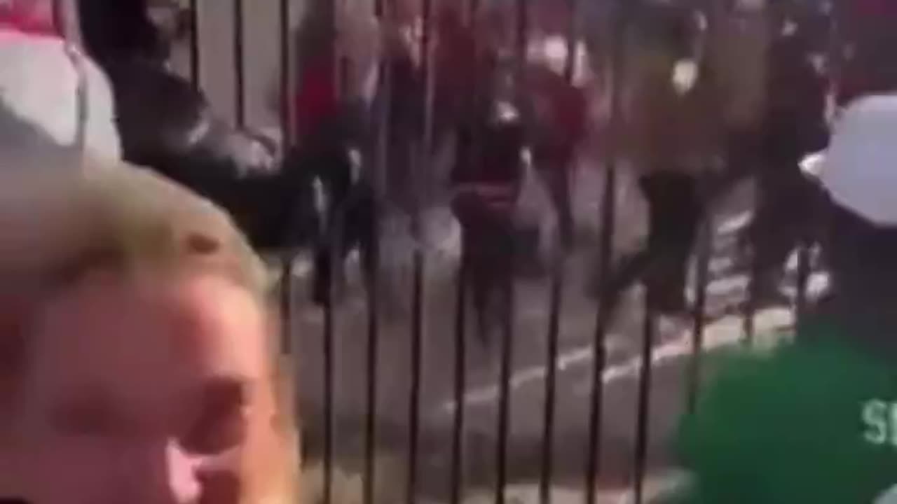 Eagle fans throwing full beer cans at 49ers fans (including children) before game