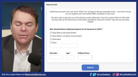 Endorsement Needed in CA Gov Race! TAKE THE POLL