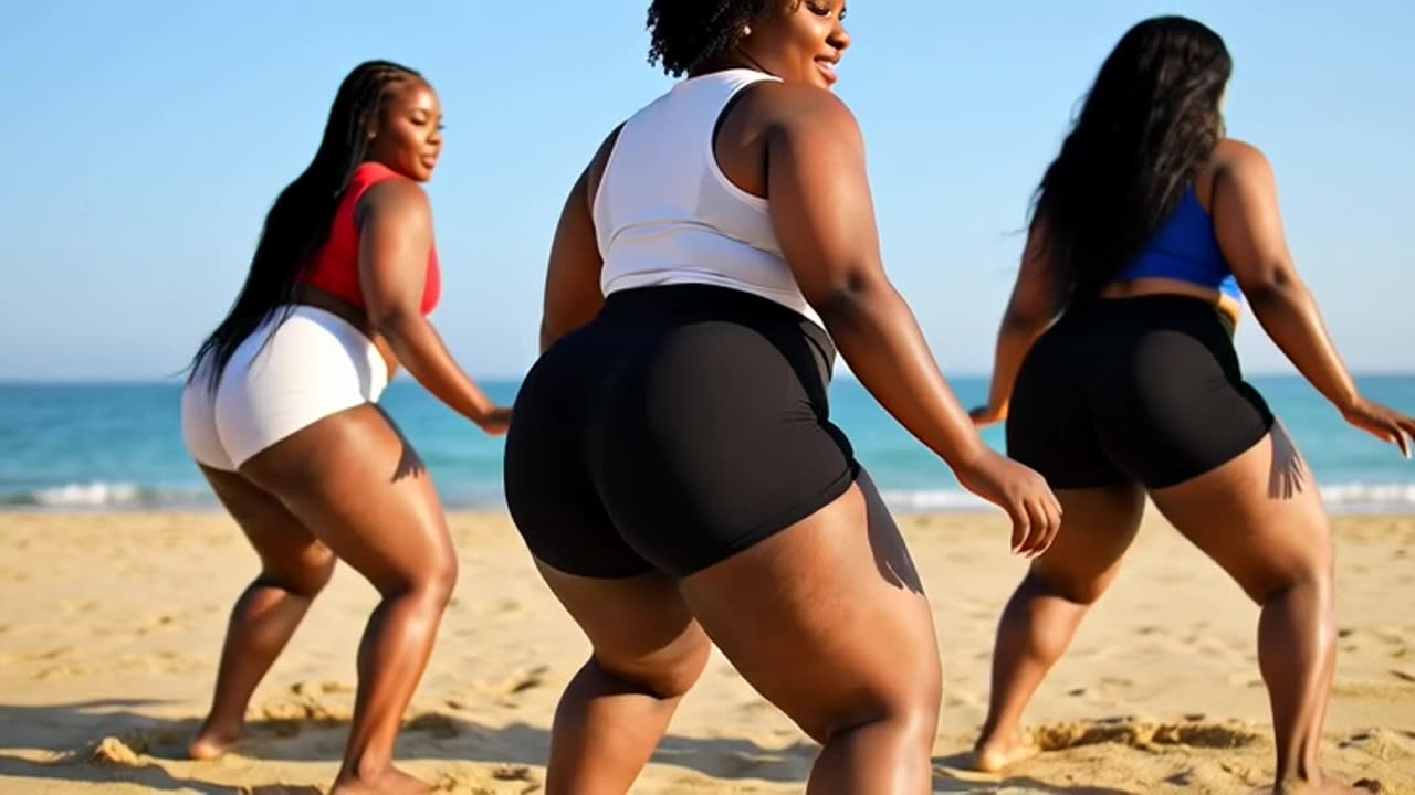 🔥 Big Booty BBW Twerking Plus Size Girls Ebony TikTok huge ass in beach