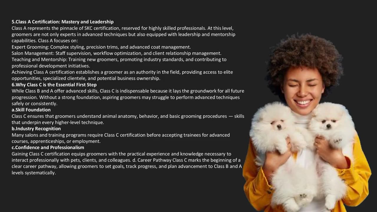 The SKC Grooming Ladder: Demystifying Class C, B, and A Certification