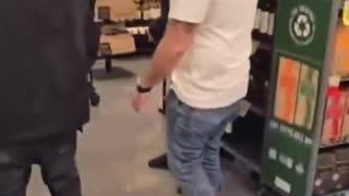 He gets angry because they don't allow him to steal, so he hits everyone and spits.