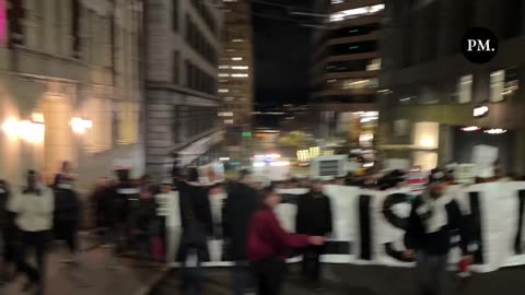 Chants of "death to ICE" and "Palestine" flags flown in Seattle