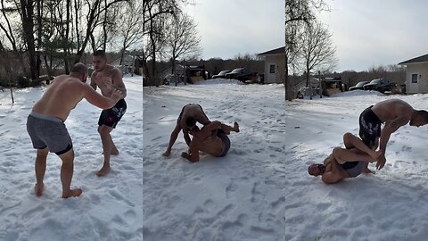 Alex Pereira and Glover Teixeira Wrestling in the Snow ahead of Magomed Ankalaev Fight at UFC 313