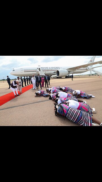 PM Narendra Modi arrives in Pretoria to a warm and ceremonial welcome to attend the G20 Summit in Jo