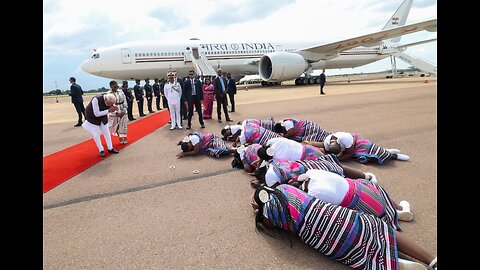 PM Narendra Modi arrives in Pretoria to a warm and ceremonial welcome to attend the G20 Summit in Jo