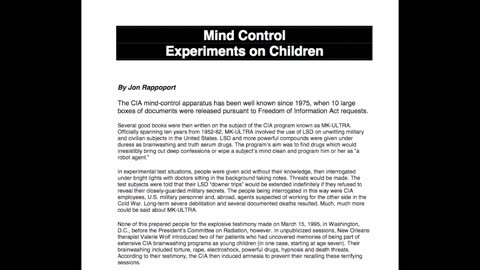 US Mind Control Experiments on Children