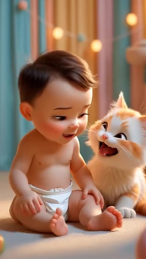 Baby and Kitten Get a Funny Surprise! 😂 | Fart Reaction Moment