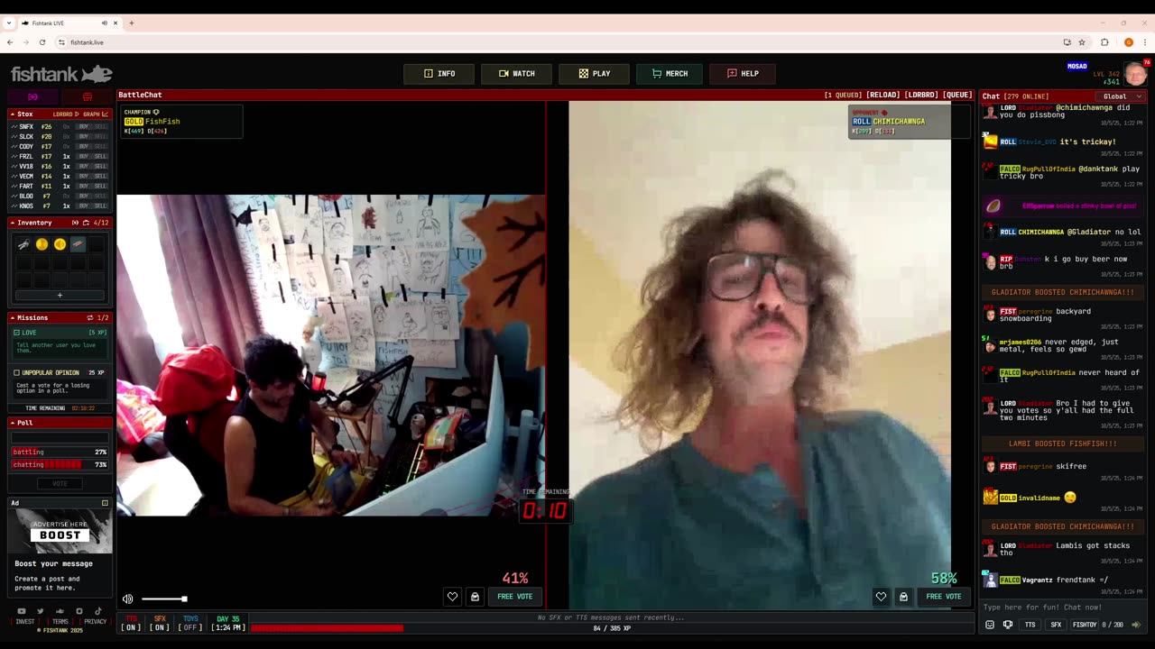 Fishtank.live Battle Chat open beta P45