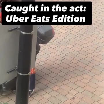 An @ubereats_uk delivery driver is caught drinking the coffee meant for a customer.