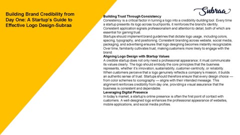 Building Brand Credibility from Day One: A Startup’s Guide to Effective Logo Design-Subraa