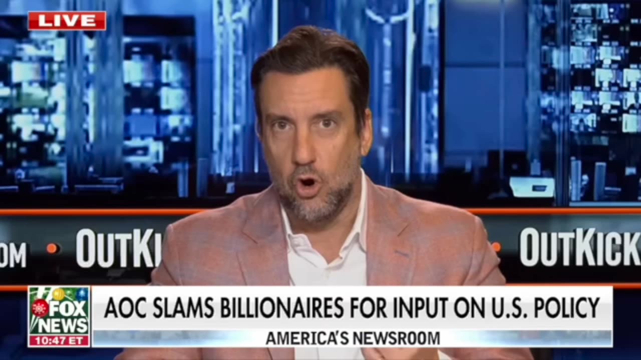 Clay Travis Guesting On AMERICA'S NEWSROOM : A0C Rants Against Oligarchs' Influence On Trump