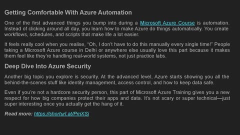 Exploring Advanced Topics in Microsoft Azure Training