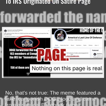 Fact Check: Claim DOGE Forwarded Names Of 163 Members Of Congress To IRS Originated On Satire Page