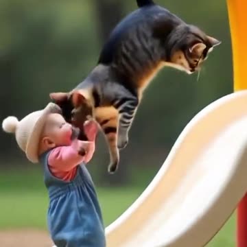 children and cat paly funny time videos 2025 SKC.com 33