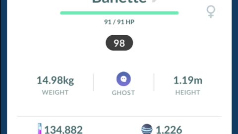 Pokemon Go Evolution - 98% iV Shuppet ➡️ Banette