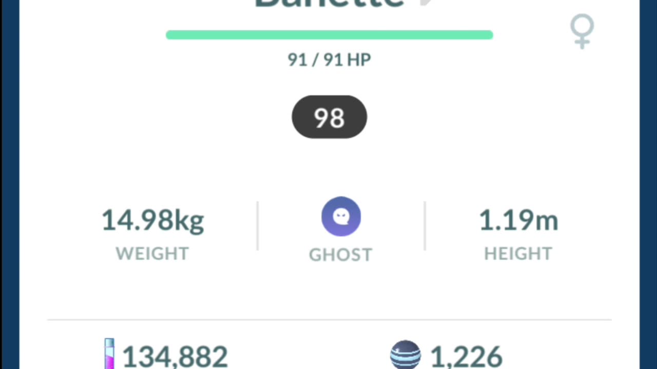 Pokemon Go Evolution - 98% iV Shuppet ➡️ Banette