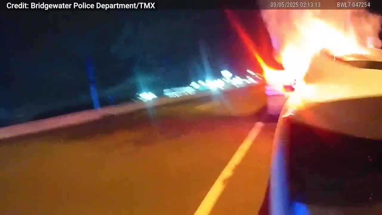 Bodycam Footage Show Hero Cop Dragging Unconscious Driver from Burning Wreckage