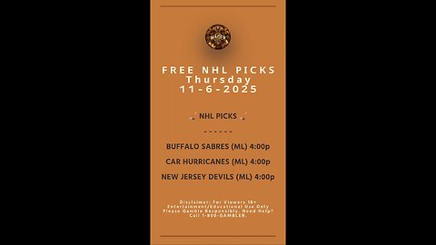 Free NHL Picks Thursday 11-6-25