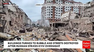 Russian Drone Strikes On Kyiv Leaves Buildings Destroyed And Roads Turned To Rubble