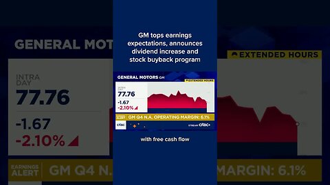 GM tops earnings expectations, announces dividend increase and stock buyback program