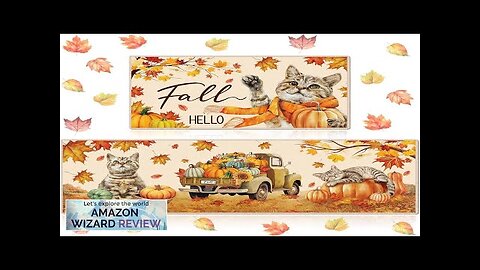 Duraaamo Set of 2 Hello Fall Kitchen Mats Autumn Cat Kitchen Mats Review