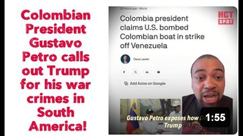 Colombia President Gustavo Petro calls out Trump for his war crimes in South America!
			