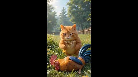 When rooster 🐔 break the Fat Orange Cat s 😺 heart #petshub #pets #cat #catvideo #viralshorts