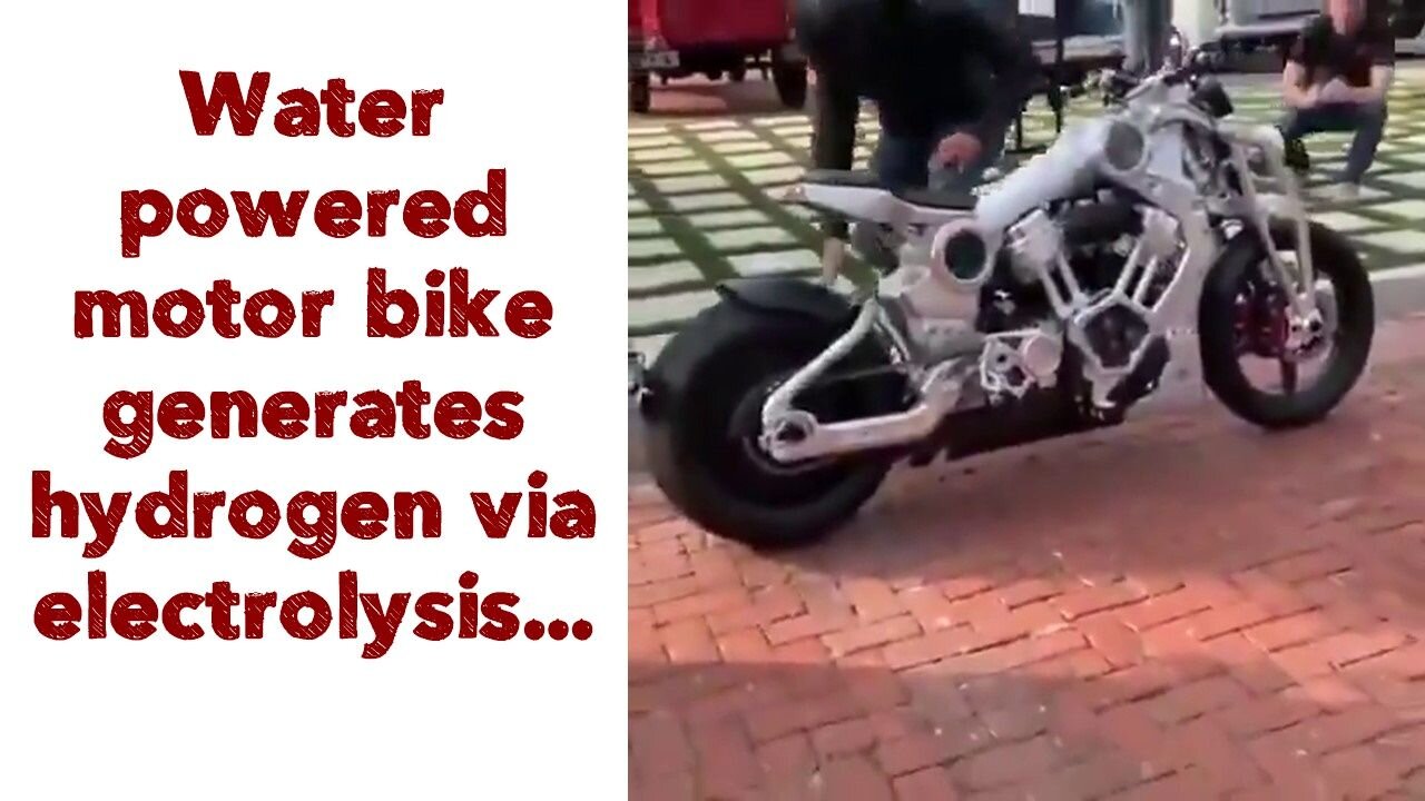 Water powered motor bike generates hydrogen via electrolysis...