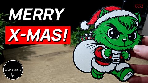 🎅 Grinch Cat Christmas Decoration - Christmas 3D Prints - Multicolor 3D Print