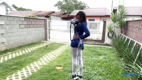 Wetlook girl outdoor