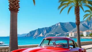 Sunny Palma with a red Mercedes Benz 190 SL