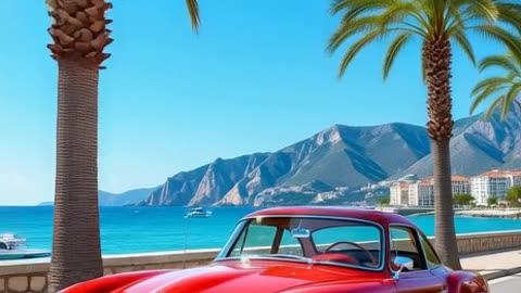 Sunny Palma with a red Mercedes Benz 190 SL