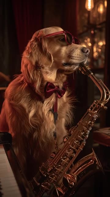 Create a video of an elegant, charismatic golden retriever,