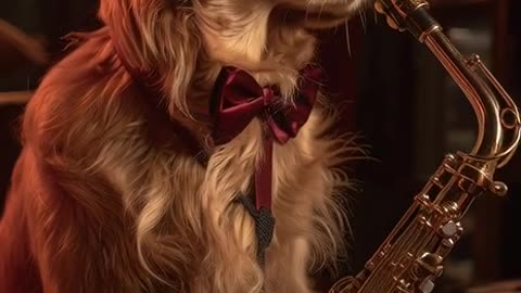 Create a video of an elegant, charismatic golden retriever,