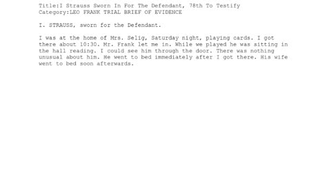 I STRAUSS, Sworn In For The Defendant, 78th To Testify