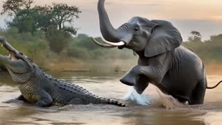 Elephant Vs Crocodile