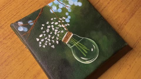 White flower in a bulb painting_easy acrylic painting tutorial for beginners_#38 #acrylicpainting