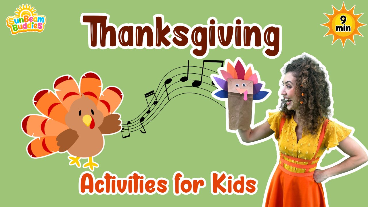 Gobble & Wobble Thanksgiving Song for Toddlers 🦃 Turkey Craft with Miss Sunshine 🥰 SunBeam Buddies