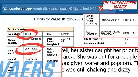 VAERS: SHE WAS JUST GETTING BOOSTED FOR SCHOOL! OH, AND POPCORN! 🍿