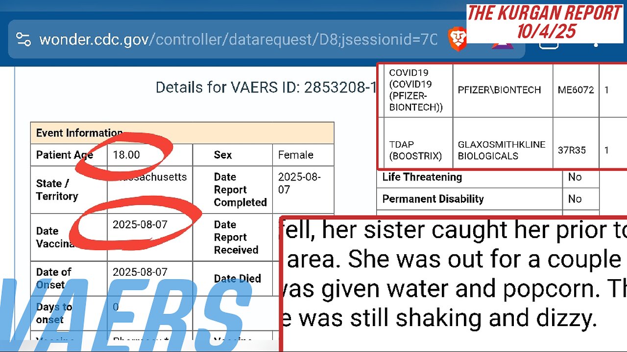 VAERS: SHE WAS JUST GETTING BOOSTED FOR SCHOOL! OH, AND POPCORN! 🍿