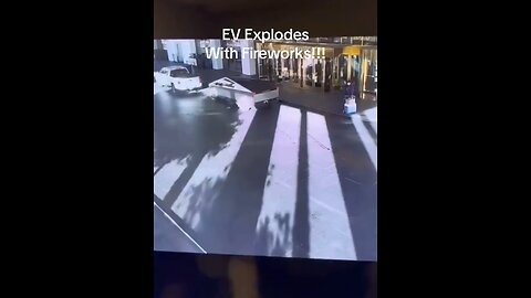 Fireworks explode a Tesla in front of Trump tower