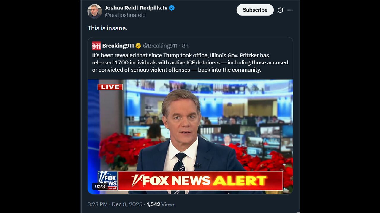 This is insane. Illinois Gov. Pritzker has released 1,700 individuals w/active ICE detainers —