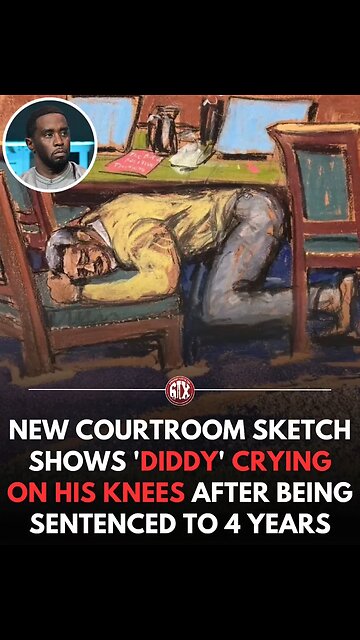 "DIDDY," on his knees, crying, sentenced to four years in prison.