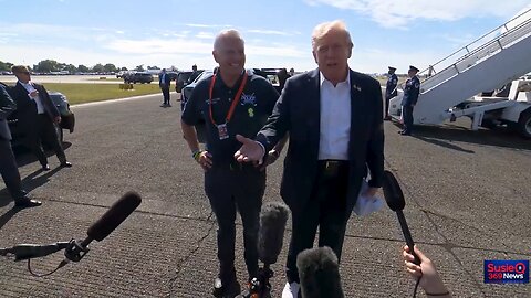 President Trump Gaggles with the Press Upon Arrival in Farmingdale, NY