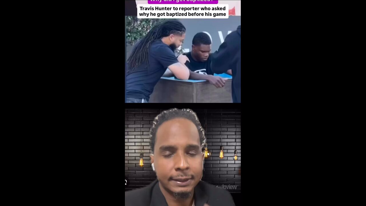 Travis Hunter to reporter who asked why he got baptized before his game 🤯 #religion #jesus #prea